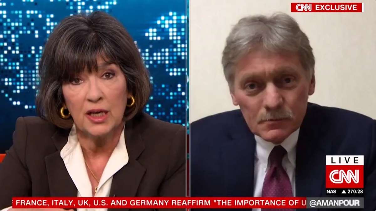 Porta Voz Russo Dmitry Peskov Durante Entrevista à Jornalista Americana Christiane Amanpour, Da CNN Foto Reprodução CNN