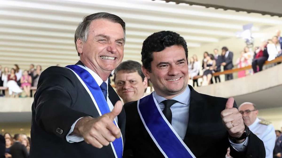 Presidente Jair Bolsonaro Ao Lado Do Ex Ministro Da Justiça, Sergio Moro Foto Presidência Da RepúblicaMarcos Corrêa